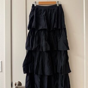 Abercrombie & Fitch Black Maxi Tiered Skirt